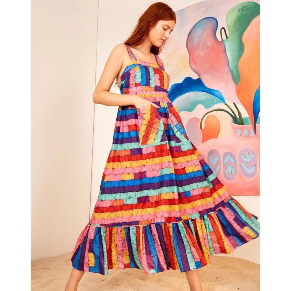 NEW Farm Rio Soleil Embroidered Maxi Dress